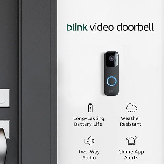 Video Doorbell | Two-way audio, HD video, long-lasting battery life, motion detection, chime app alerts, Works with Alexa (Black)